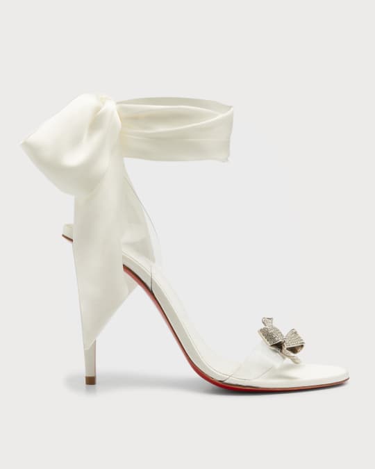 Christian Louboutin Crystal Bow Silk-Tie Red Sole Sandals