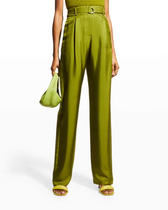 Light Green High Rise Belted Pants