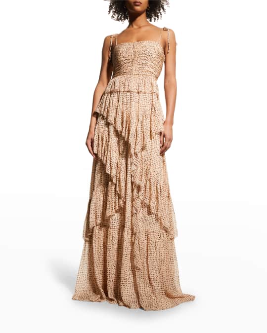 Ulla Johnson Aveline Tiered Silk Gown | Neiman Marcus