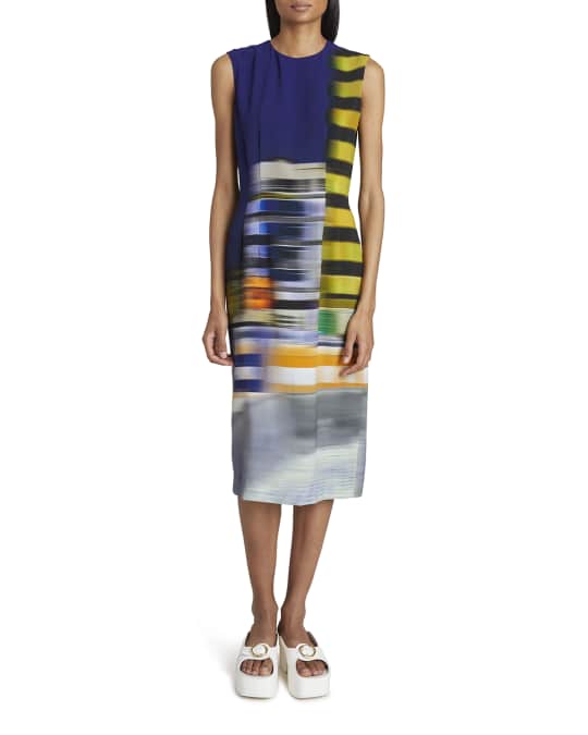 Dries Van Noten Delavina Blur-Print Midi Dress | Neiman Marcus
