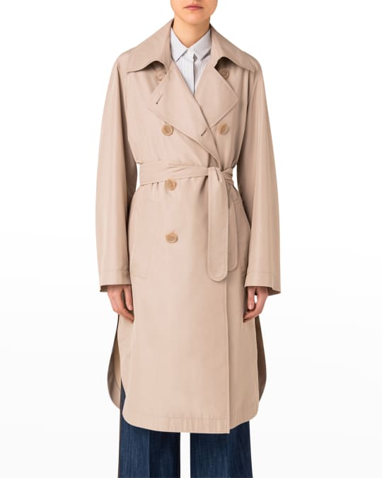 Akris punto Water Resistant Double-Breast Belted Trench Coat | Neiman ...