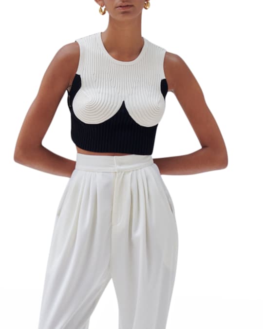 Ronny Kobo Bouvier Rib-Knit Crop Top | Neiman Marcus