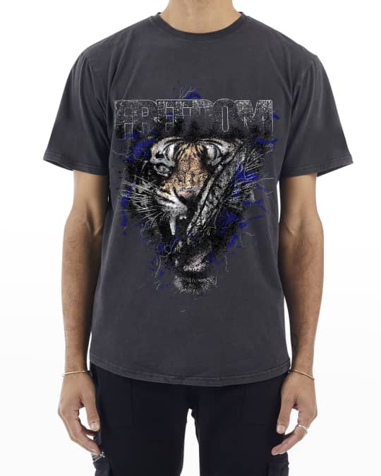 NANA JUDY Men's Royal Tiger-Print Vintage Wash T-Shirt - BCI Cotton ...