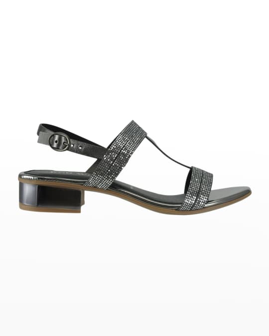 Vankira Metallic Leather Ankle Strap Sandals