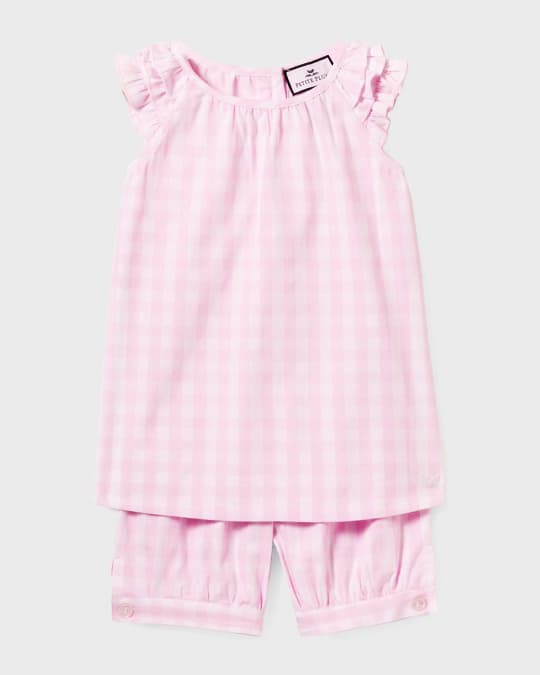 Girl's Gingham 2-Piece Pajama Short Set, Size 6M-14