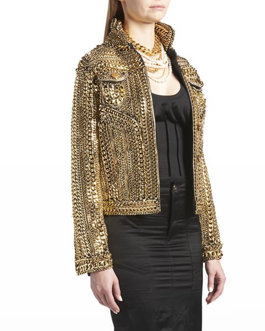 Gold denim jacket cheap