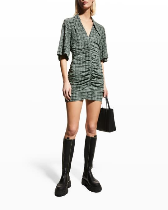 ★Ganni★ Stretch seersucker cut-out mini dress Lovemotion F Stretch Seersucker Cutout Mini Dress Love Potion | Ganni