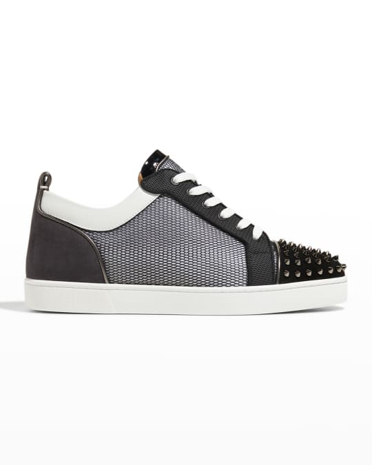 Christian Louboutin Men's Louis Junior Spikes Orlato Flat Low-top Sneakers, Version Black Whi, Men's, 14D, Sneakers & Trainers Low-top Sneakers