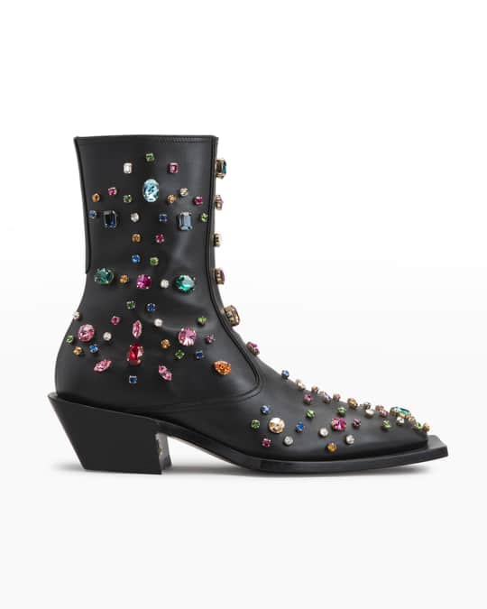 Bejewelled leather hotsell ankle boots