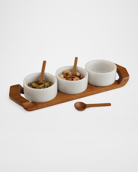 Chevron Condiment Tray W/ Spoons