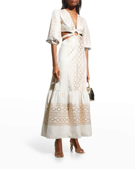 LACE The Label Geo Embroidered Cutout Maxi Dress | Neiman Marcus