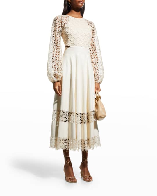 LACE The Label Geo Lace Midi Cutout Dress | Neiman Marcus