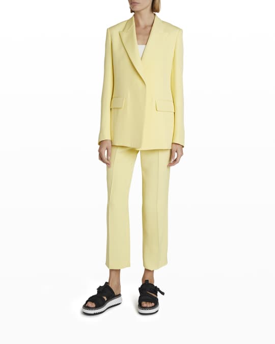 Straight-Leg Ankle Silk Crepe Trousers