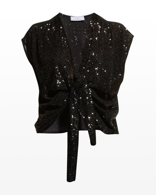 Larissa Front Tie Sequin Top