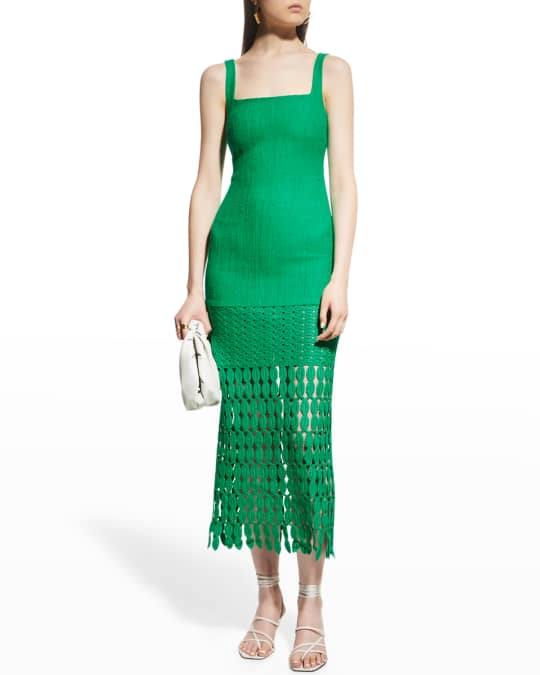 Alexis South Square-Neck Crochet Midi Dress | Neiman Marcus