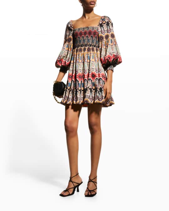 ALICE + OLIVIA Julissa Empire-Waist Godet Mini Dress