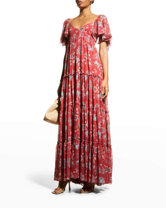 Sachin & Babi Kara Floral-Print Tiered Maxi Dress | Neiman Marcus