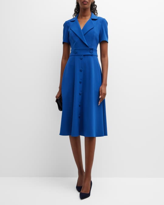 Black Halo Ingrid Notched-Collar A-Line Dress | Neiman Marcus