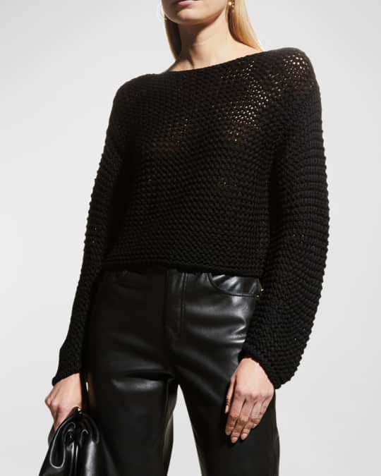 Vince Horizontal Knit Cotton Pullover Top Neiman Marcus