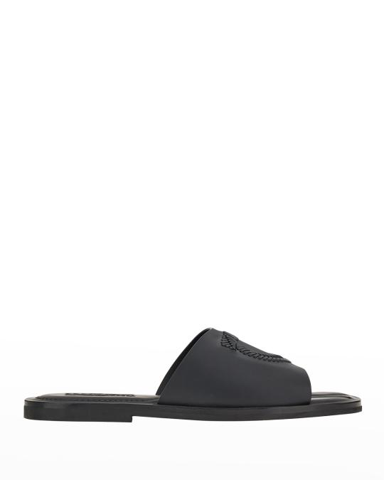 Ferragamo Lionel Leather Slide, Black Ferragamo Lionel Whipstitched Leather Slides In Black - 70  main image 3