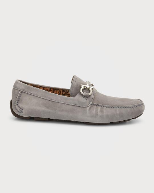 Salvatore Ferragamo Gancini Bit Grey Suede Drivers Salvatore Ferragamo | Shoes | Salvatore Ferragamo Front 4  main image 2