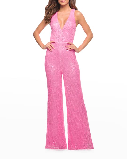 Wide Leg Sleeveless Sequin Jumpsuit