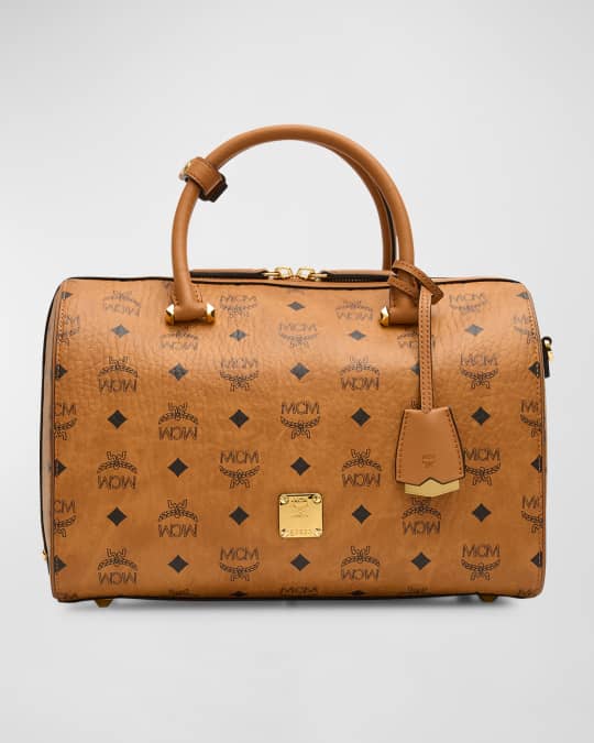 MCM ブラウンレザー Bostonバッグ MCM Brown Visetos Leather Boston Bag Golf Collection Pony