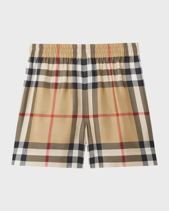 Burberry Tawney Check Mulberry Silk Bermuda Shorts | Neiman Marcus