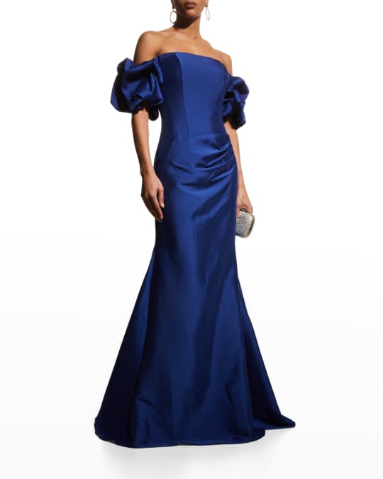 Off Shoulder Puff Sleeve Mermaid Gown