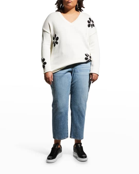 Plus Size Full Bloom Intarsia Sweater