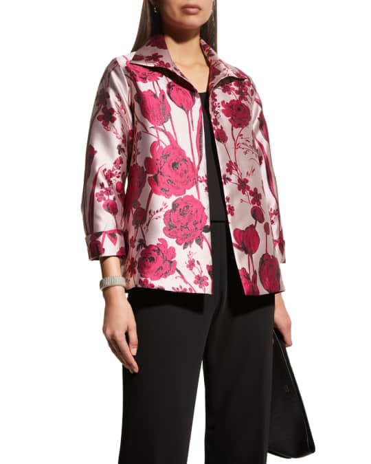 Rose Jacquard Easy A Line Jacket