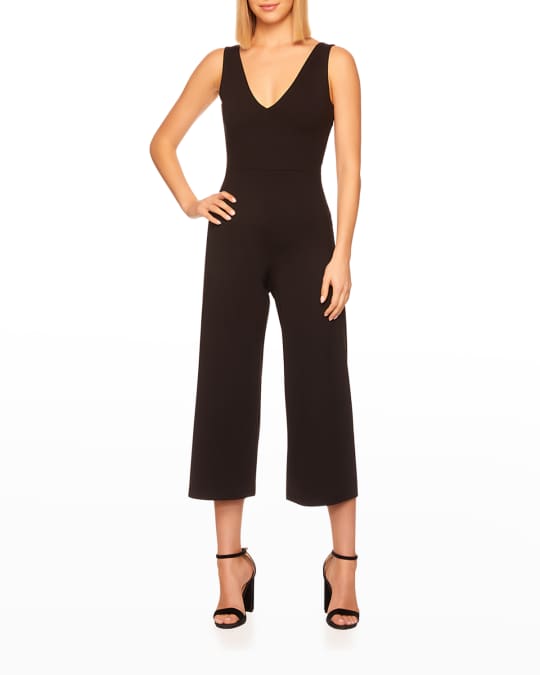 V Neck Open Back Wide Leg Jumpsuit