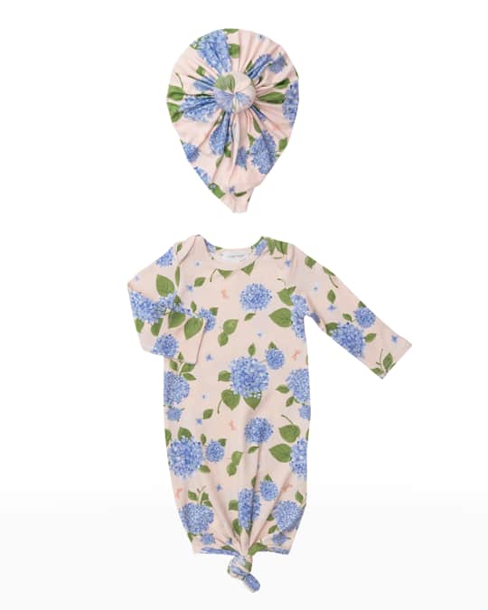 Angel Dear Girl's Hydrangea Knotted Gown w/ Headband, Size Newborn3M