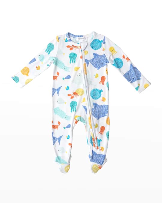 Angel Dear Boy's Dashed Underwater Footie Pajamas, Size Newborn18M Neiman Marcus