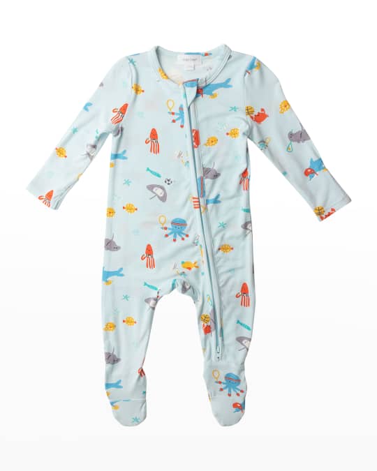 Angel Dear Boy's Sea Creatures Printed Footie Pajamas, Size Newborn18M Neiman Marcus