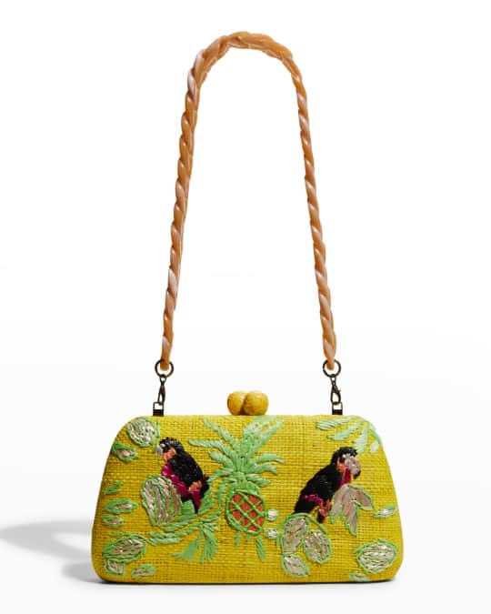 Serpui Tina Tropical Straw Clutch Bag Neiman Marcus