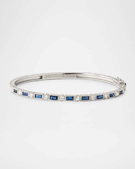 18K White Gold Sapphire and Diamond Bangle 