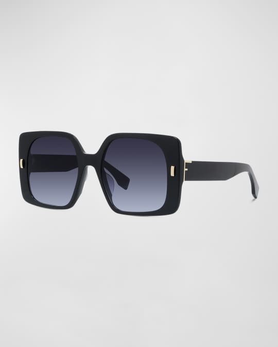 Fendi Embellished O'Clock Logo Rectangle Sunglasses