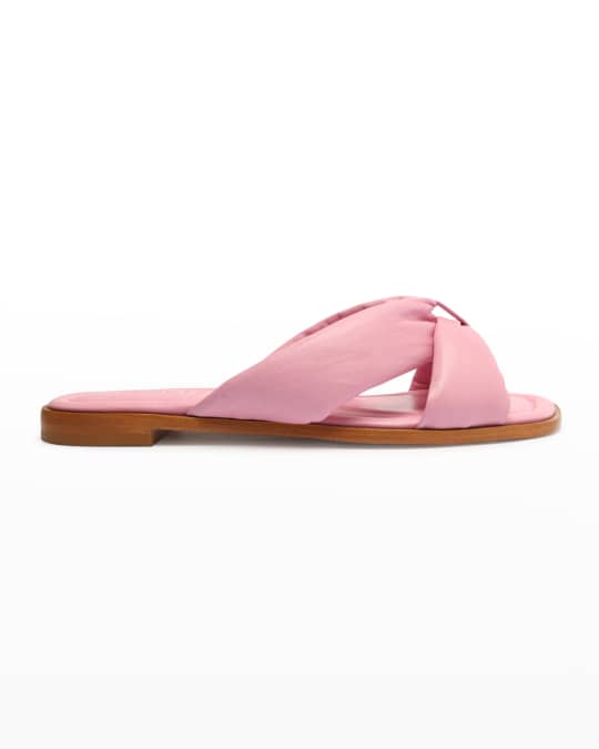 Schutz Fairy Puffy Leather Flat Sandals | Neiman Marcus