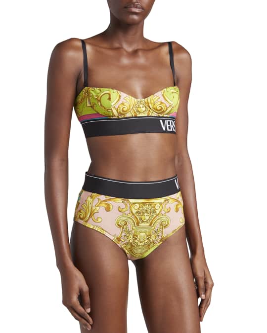 Printed balconette bikini top in multicoloured - Versace