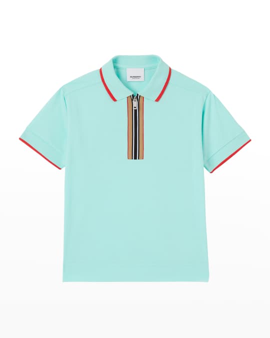 Burberry Boy s Samuel Icon Stripe Quarter Zip Polo Shirt Size 3 14