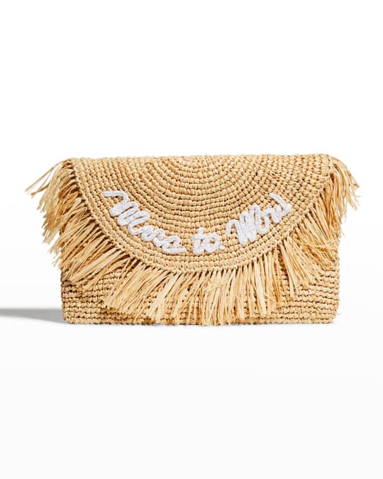 Miss to Mrs Oversize Fringe Straw Clutch Bag