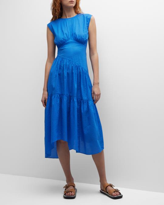 frame gathered seam short sleeve dress Frame Gathered Seam Short Sleeve Dress- White  Styleartist