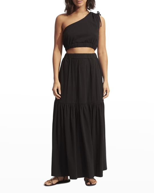 Seafolly High-Rise Tiered Jersey Skirt | Neiman Marcus
