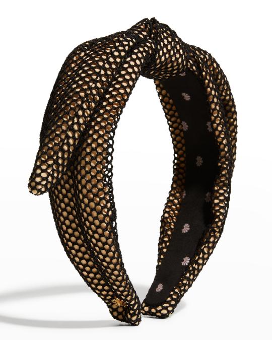 Lele Sadoughi Veronica Fishnet Bow Headband JET MARCHESA COUTURE X LELE SADOUGHI GRETA SILK HEADBAND  main image 3