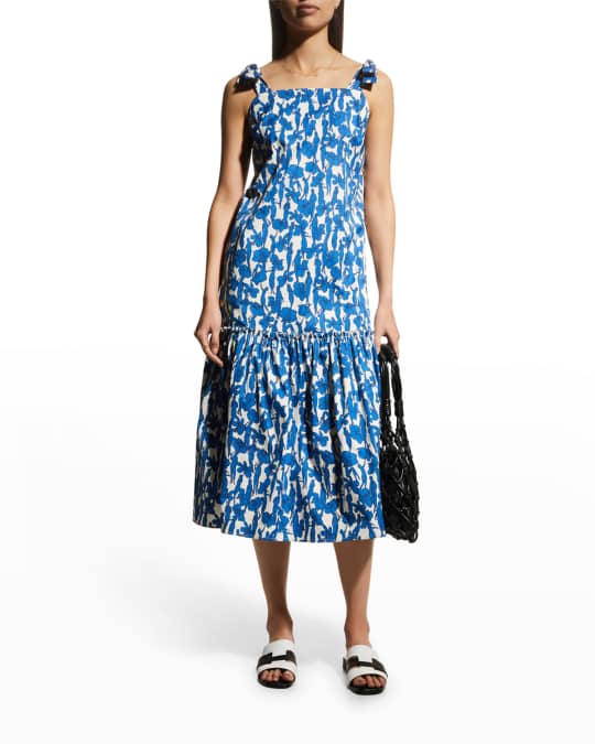 Tory Burch Drop Waist Shoulder Tie Dress | Neiman Marcus