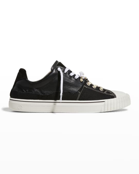 Maison Margiela Men's Evolution Leather-Canvas Low-Top Sneakers