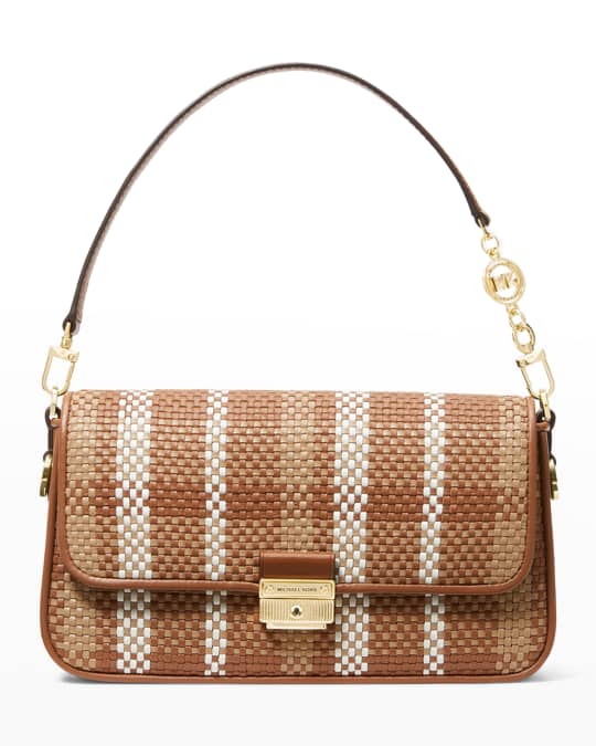 Shop MICHAEL Michael Kors Small Bradshaw Woven Leather Shoulder