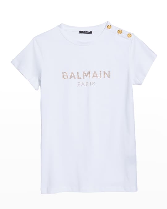 Balmain Girl's Embellished Logo T-Shirt, Size 12-16 | Neiman Marcus