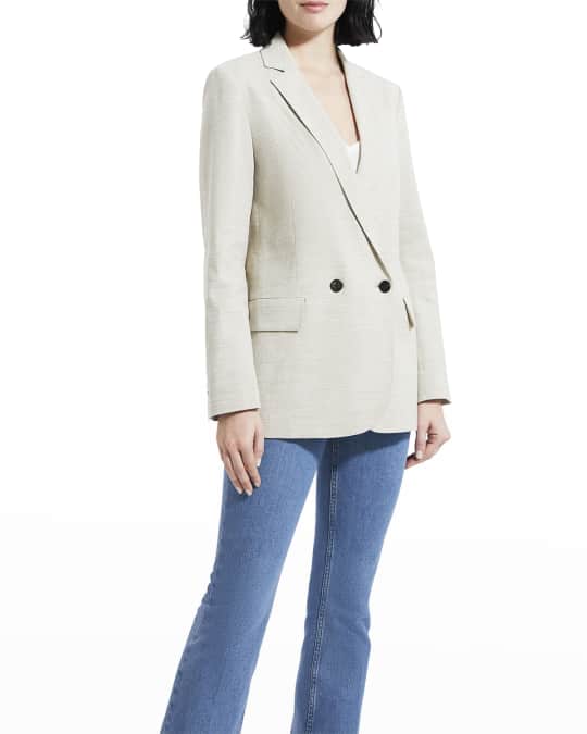 NWT Theory Double-Breasted Boy Jacket Oat Melange Eco
